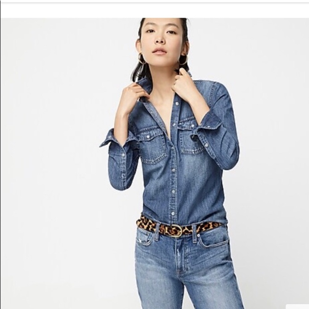 J. Crew Western chambray shirt in vintage indigo